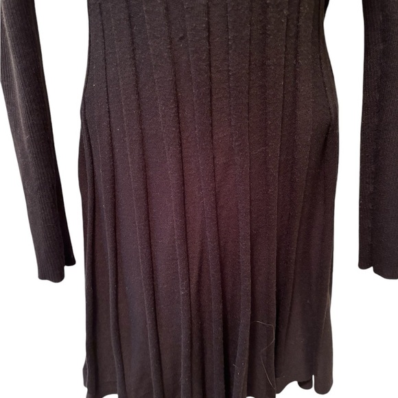 Calvin Klein Sweater Dress Sz M Black Cowl Neck Pleated Midi Skirt Business - Picture 4 of 6